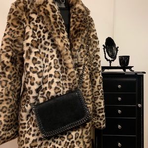 Chain Strap Crossbody Black Faux Stella Purse